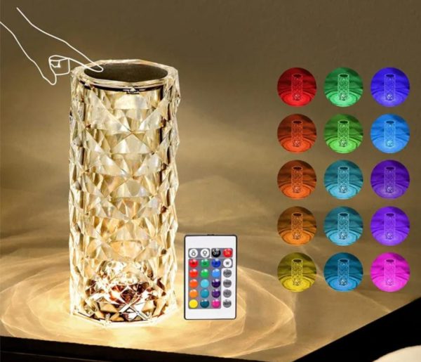 Crystal Diamond Table Lamp: RGB Touch