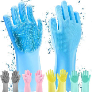 Silicon full fingers washing gloves