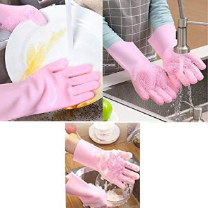 Silicon full fingers washing gloves