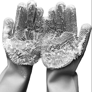 Silicon full fingers washing gloves