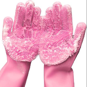 Silicon full fingers washing gloves