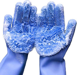 Silicon full fingers washing gloves